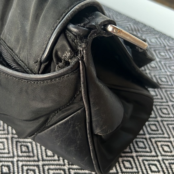 Rare Vintage PRADA Nylon Tessuto Leather Shoulder Hand Bag Purse Black GUC - Picture 11 of 15